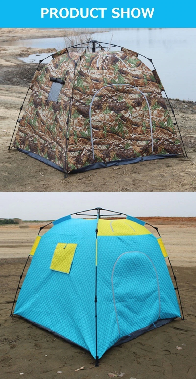 Cheap Goat Tents Winter Ice Fishing Tent Thickened Keep Warm Cotton Tent Outdoor Fully Automatic Quick Open Camping Tent 1.7 M Height Big Space Tents 